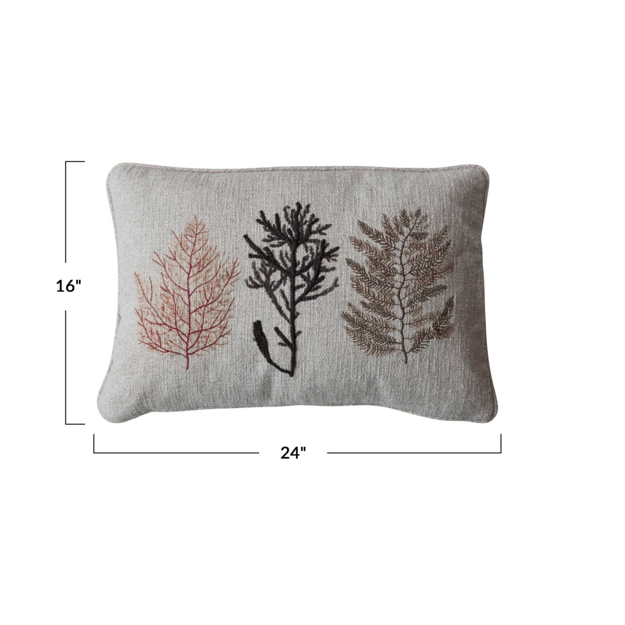 Hello Honey® 24" x 16" Botanical Embroidered & Printed Cotton Blend Lumbar Pillow